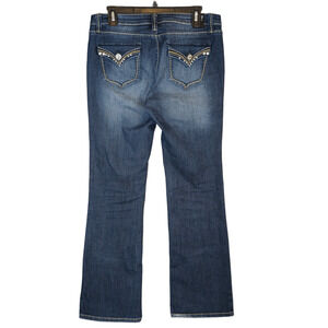 YMI Womens 11 (Fits 33x32.5) Dark Wash Bootcut Embellished Denim Jeans Stretch